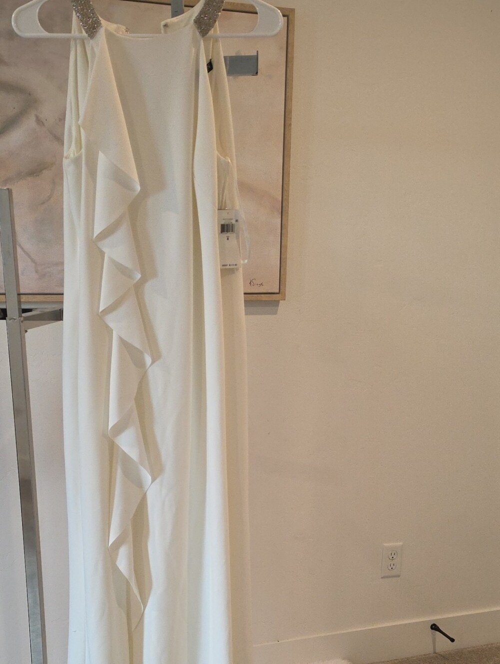Ralph Lauren Ivory Maxi Halter Gown with Ruffle Front
